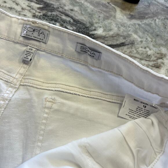 NWT Sofia Jeans White Evil Eye Skinny Ankle Jeans Size 18 - Picture 6 of 6